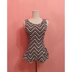 Suzy Shier Black and White Chevron Tank Top